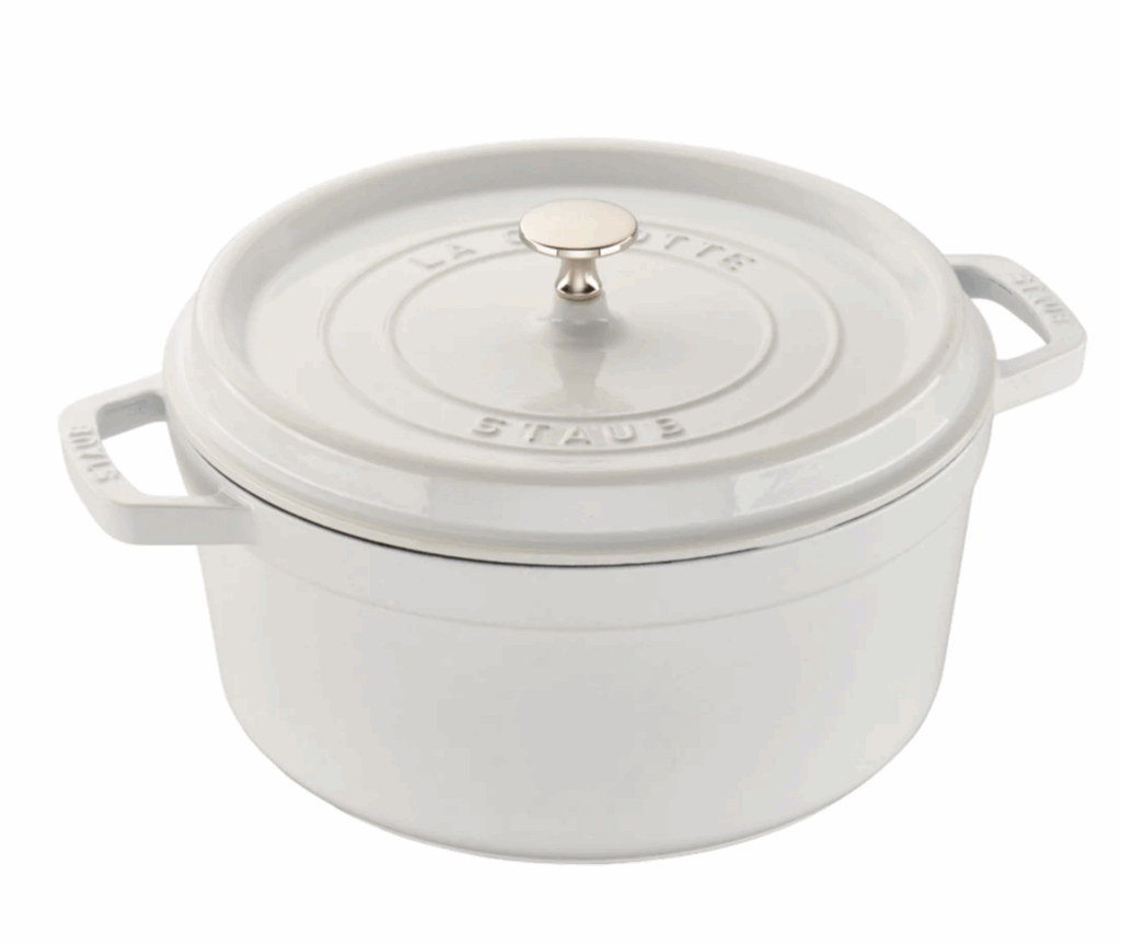 White Cast Iron Round Cocotte, Dutch Oven, 5.5-quart